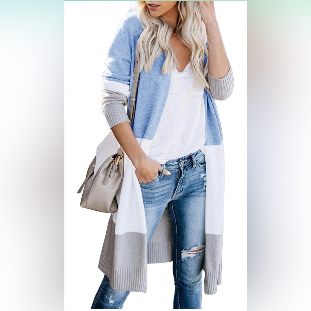 Open front long sweater- cardigan sweater coat